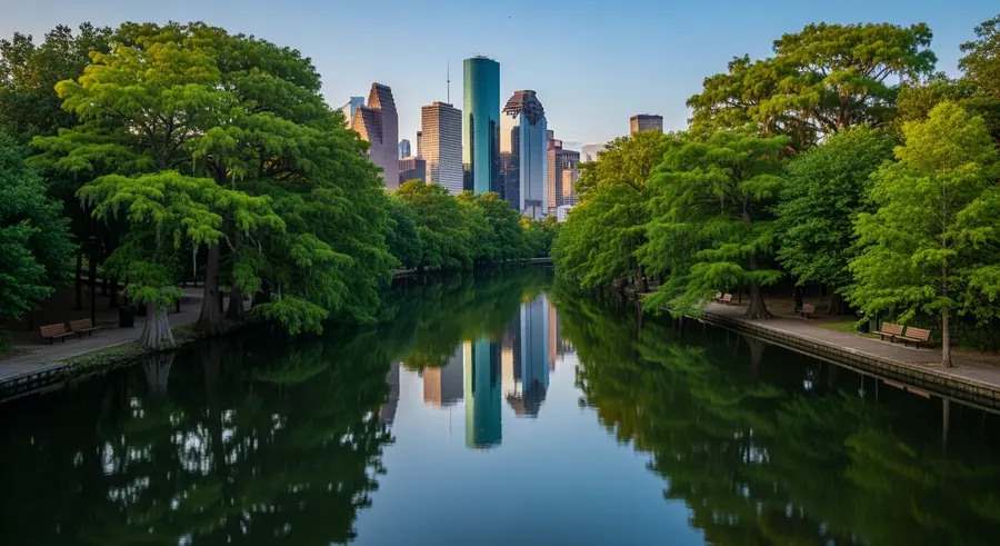 Buffalo Bayou Park nature attraction near NRG Stadium Houston World Cup 2026
