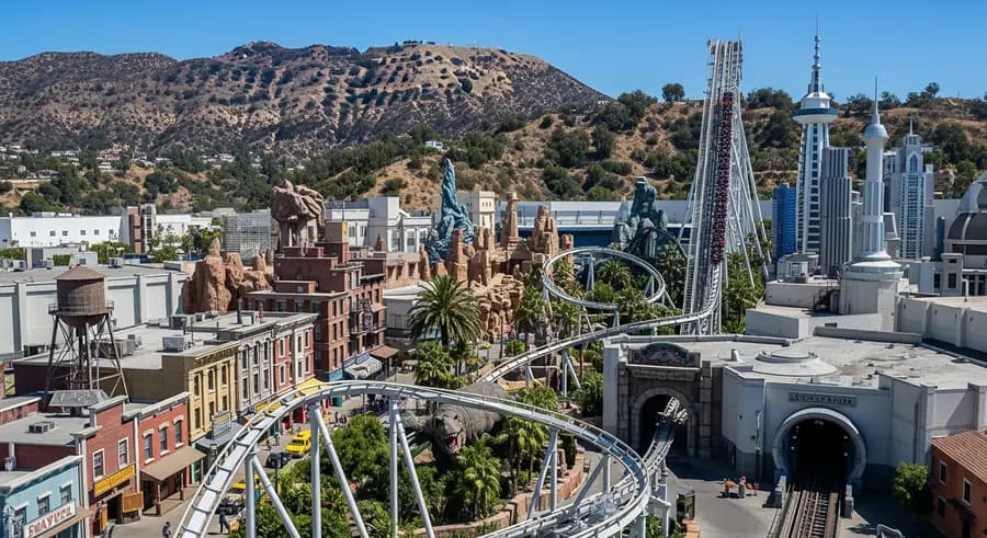 Universal Studios Hollywood adventure attraction near SoFi Stadium Los Angeles World Cup 2026