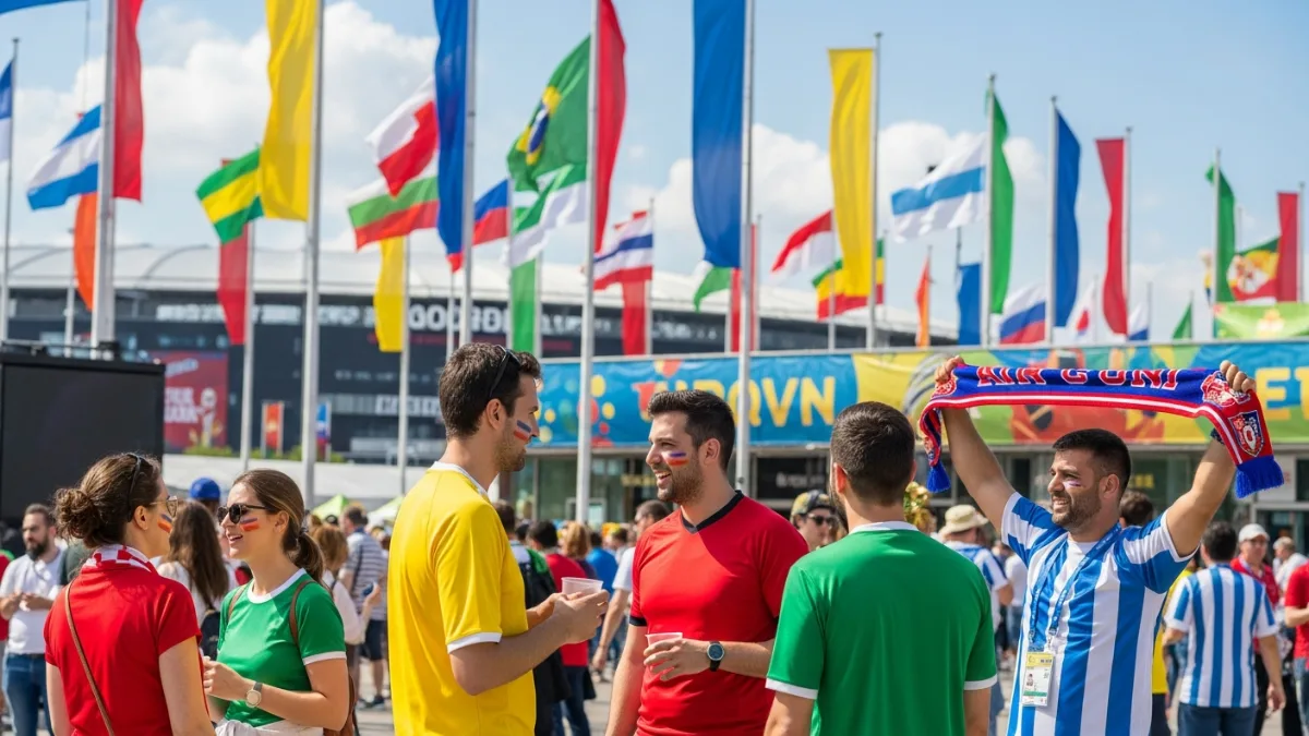 Multilingual street signage in a World Cup host city